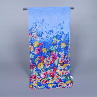 China Wholesale SILK SCARF Newest Brand Chiffon Scarf Small Flower Printed Scarf Muslim Women's Fashion Chiffon Printed Shawl for sale