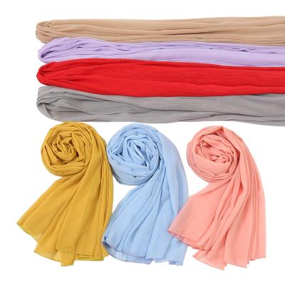 China Newest Chiffon Wholesale Chiffon Scarf Newest Wholesale Chiffon Pleated Pleated Silk Shawl Pearl Chiffon Scarf Fashion Light Silk Scarf for sale