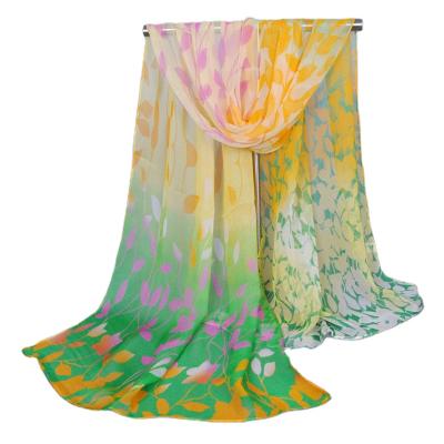 China Muslim Women's Georgette Chiffon Print Shawl Sunscreen Silk Scarf Newest Elegant Pastoral Bib Women's Scarf Wholesale Printed Scarf for sale