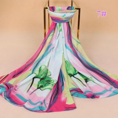 China Fashion dreamy elegant silk shawl newest flower wave scarf flower muslim women fashion scarf cheap scarf for sale