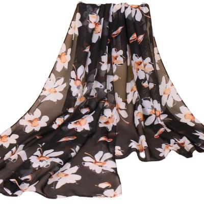 China Newest Design Daisy Chiffon Scarf Printed Muslim Women's Fashion Print Scarf Luxury Brand Shawl Women's Scarf for sale