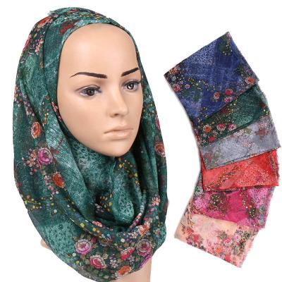 China Newest Fashion Pure Cotton Printed Scarf Fashion Long Scarf Autumn Winter Long Scarf Shawl Shaving Modal Viscous Printed Hijabs for sale