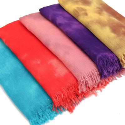 China Newest scarf manufacturer direct selling monochrome link dyed cotton fashion scarf cotton viscous shawl Muslim women's headscarf for sale