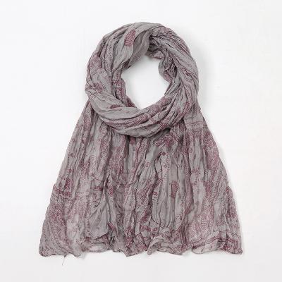 China Retro Cashew Flower Scarf Newest Balinese Yarn Scarf In Autumn And Winter Fashion Feel Soft Shawl Printed Flower Muslim Printing Scarf for sale