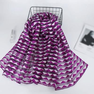 China Newest Selling Stripe Organza Scarf Muslim Women's Shawl Fashion Hot Transparent Scarf for sale