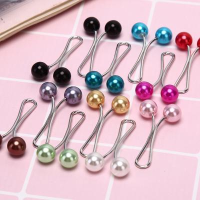 China Wholesale Fashion Hot Sale Women's Muslim U-needle Pearl Scarf Silk Clip Style Accessories Magnetic Button Towel Trinkets for sale