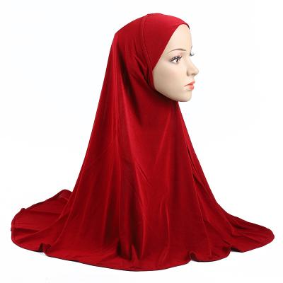 China Wholesale American European Flat Flat Women's Muslim Monochrome Simple Solid Color Scarf Cotton Wrapped Headband for sale