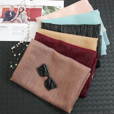 China Newest Gold Slim Women's Luxury High Quality Solid Color Scarf Long Silk Blended Wool Shawl Acrylic Wool Scarf 65*200cm for sale