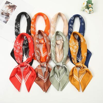 China Custom Fashion Decorative Cashew Flower Scarf Newest Cashew Silk Women's Scarf New Cashew Soft Square Flower Scarf Small 70*70cm for sale