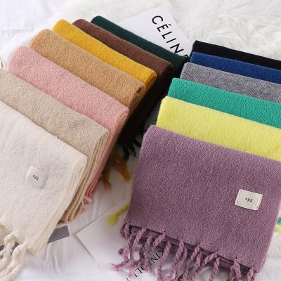 China Newest Children's Lovely Baby Girls Scarf Autumn and Winter Solid Color Knitting Woolen Baby Boys and Tassel Warm Shawl for sale