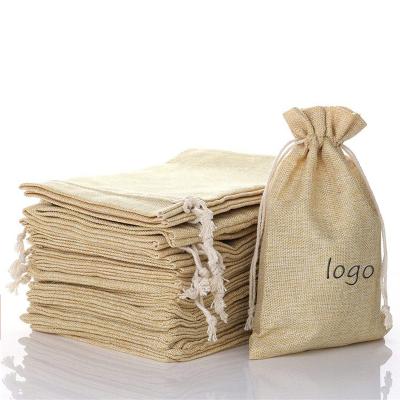 China Drawstring backpack Linen tote bag bundle pocket packaging gift Chinese style simple fashion folding small fresh tote bag for sale