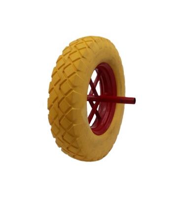 China Africa's Favorite 3.00-8 Wheel Barrows Red Hub PU Construction PU Foam Solid Tire for sale