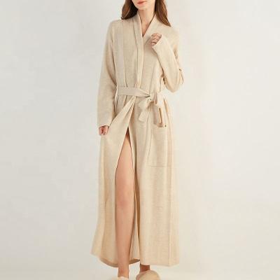 China Breathable Long Sleeve Deep Wraps 100% Cashmere Cotton Wool Robes Dressing Gown Sexy Sweater Cardigan Bathrobe For Women for sale