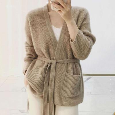 China Breathable High Quality Women' Simple And Versatile Classic Cashmere Cardigan V-Neck Cashmere Sweater For Autumn And Winter for sale