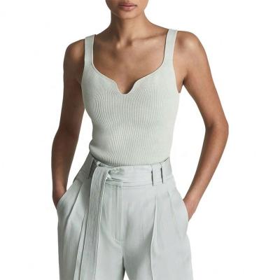 China QUICK DRY Knitwear Manufacturers Spring Summer White Sweetheart Scoopback Sleeveless Camisole Rib-Knit Notch Tank Women Knitted Top for sale