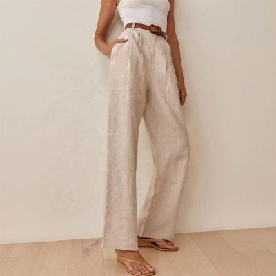 China Anti-pilling 2023 New Arrivals Female Linen Pants Wholesale Breathable Loose Linen Pants Women Trouser For Lady for sale