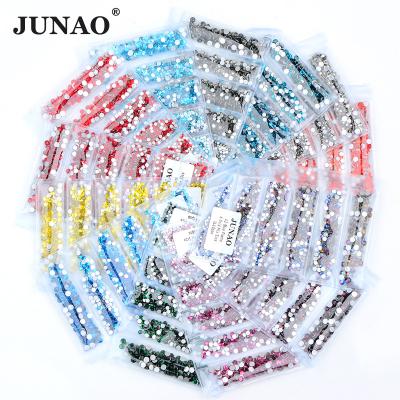 China For Nails 6 Grids Decoration JUNAO Wholesale Mix Size Nail Diamond Rhinestone Round Flatback Crystal Stones Nail Glass Rhinestone For Manicure for sale