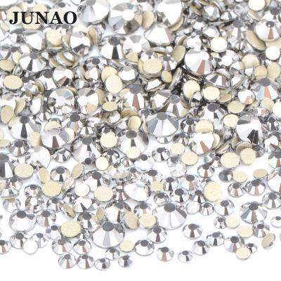 China For Glass Nail Wholesale Diamond Strass Mix Size Art Decoration Rhinestone JUNAO Flatback Crystal Nail Stickers Hematite Color For Nails for sale