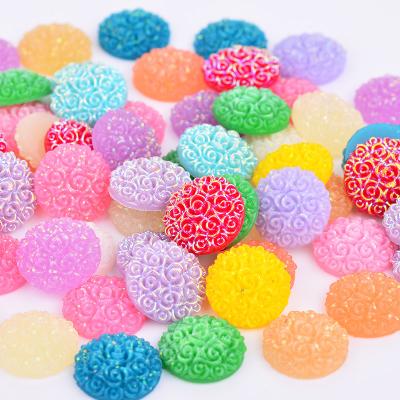 China Flatback 12mm Mix Color Round Resin Beads Flat Back Crystal Stones Flowers Rhinestones For DIY Crafts for sale