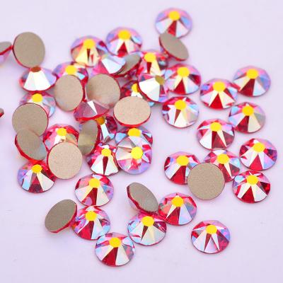 China Small Facet Big+8 Decorations SS20 ab Shiny Red Glass Rhinestone Flatback Rhinestone Flatback 8 ab Crystal Stone Round Nail Art For Crafts for sale