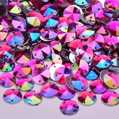 China Sew On Rhinestone Wholesale Sew On 10mm Rose ab Crystal Flatback Sewing Crystals Stone Around Rivoli Rhinestone Beads Acrylic Rhinestone For DIY Crafts for sale