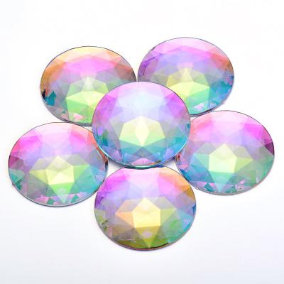 China Large Round ab Crystal Rhinestones Diamond Flatback Acrylic Gems Non Flatback Rhinestone Applique Sew Crafts Crystal Stones DIY for sale