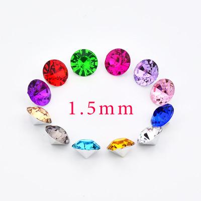 China Pointback 1.5mm Crystal Pointback Round Rhinestone Small Size Glue On Strass Crystals Stones Acrylic Gems For DIY Nail Crafts for sale