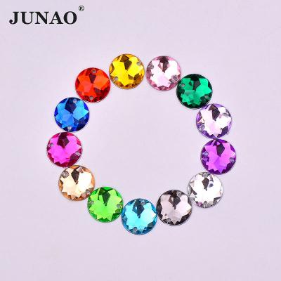 China Hot Sale 6 Pointback JUNAO 8 12 16 20mm Mix Color Round Flatback Rhinestone Crystals Sewing Acrylic Rhinestones For Clothes for sale