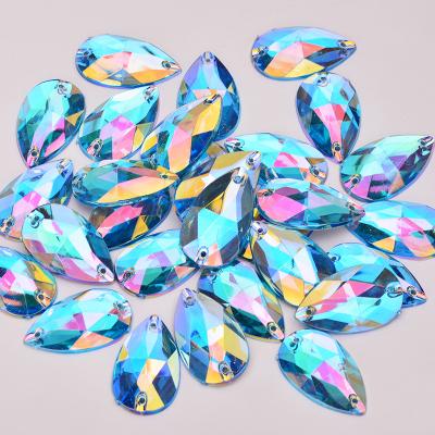 China Flatback 17*28mm Teardrop Rhinestone Size Sewing Acrylic ab The Big Applique Crafts Flatback Crystal Stones Sewn Strass Diamond for sale