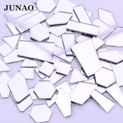 China Hot JUNAO Factory Sale Mix Size Sil Worm Mirror Glue On Acrylic Rhinestone For Clothes Decoration for sale