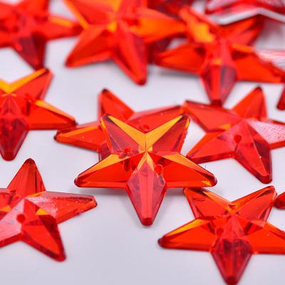 China Crystal Stones Red Color Flatback Large Size 25mm Large Acrylic Star Stones Sewing Stones For Clothes Home Decoration for sale