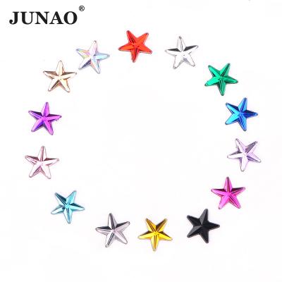 China Flatback JUNAO 8 10 12 14mm Acrylic Fake Stones Non Hotfix Crystal Stone Fancy Star Shape Flatback For DIY Crafts for sale