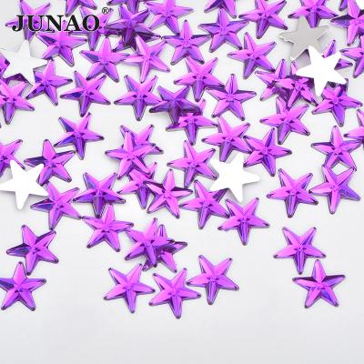 China JUNAO Purple Color Glitter Crystal Rhinestone Acrylic Flatback Stone Fancy Star Rhinestones 8mm 10mm 12mm 14mm For Dress for sale