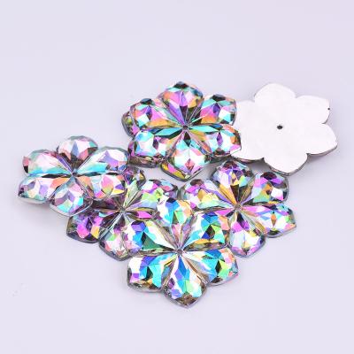 China Fashion Large Size Flatback ab Strass Sewing Crystal Sew On Flatback Acrylic Crystals Gems Stones Flower Rhinestones For Clothes for sale