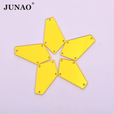 China JUNAO Acrylic Flatback Not Hot Fix Easy Application Mixed To Form Crystal Stone Irregular Mirror Holes For Sew On Rhinestone For Dress for sale