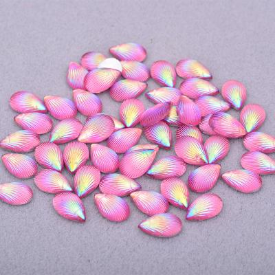 China Shiny Applique Flatback Crystal Stones Non Hotfix Flatback 8*13mm Pink AB Drop Rhinestone Acrylic Strass Bead DIY Crafts for sale