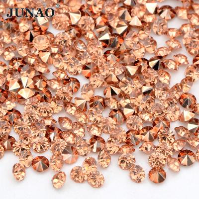 China Wholesale SS7 SS8 SS10 Diamond Rhinestone Rose Gold Pointback JUNAO Resin Loose Rhinestone For Nail Art Decoration for sale