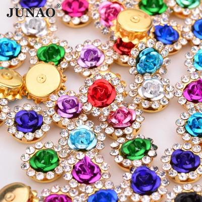 China Flatback 8 10 12 14mm Sew On Rhinestone Mix Color Flower Aluminum Sewing Rhinestones Crystal Stone Bridal Beads Gold Glass Claw Applique for sale