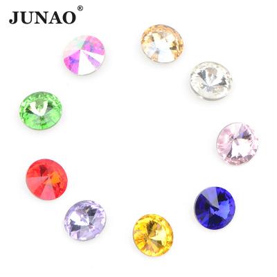 China Flatback Wholesale 8 10 12 14 16 18mm Pointback Strass Diamond Round Crystal AB Stones Rivoli Glass Rhinestone For DIY Crafts for sale