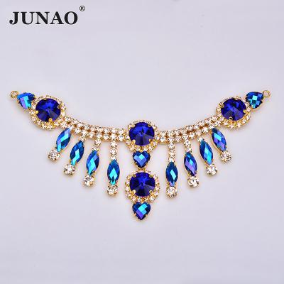 China Wholesale Claw Stone Crystal Swimwear Accessories Sewing Blue ab Rhinestone Flatback Rhinestone Bikini Connector Buckle JUNAO for sale