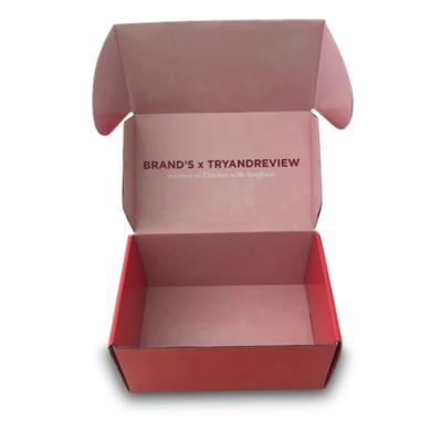 China Disposable Mailing Box Custom Large Logo Pink Corrugated Shipping Packaging Paper Box for sale