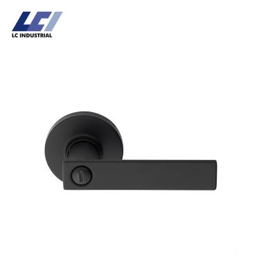 China 31-51mm Door Thickness Factory Style Home Room Direct European Main Door Offset Door Handle Matt Black Lever Handles for sale