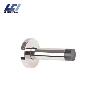 China Protect Door Bathroom Toilet T Form Door Stopper Stainless Steel Wall Mount Rubber Door Stopper for sale