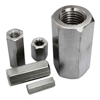 China Long Rod Coupling Hex Nut Nutsert Lengthen And Thicken Hex Nuts Carbon Steel Hexagon Connecting Nuts M5-M24 Customized Size for sale