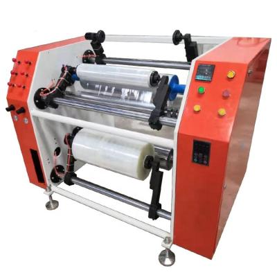 China Manual Semi Automatic Stretch Cling Film Polyester Film Slitter Rewinder Machine Slitting Rewinding Machine For Stretch Wrap Film for sale