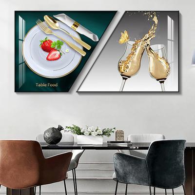 China Waterproof+ECO-Friendly+High Definition Wine Glass Restaurant Decoration Painting Modern Simple Dining Room Background Wall Hanging Abstract Painting for sale