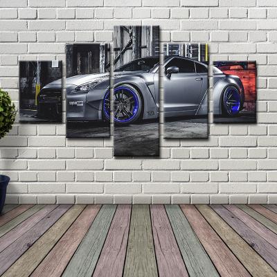 China Nissan Decoration Picture 5 Panels Living Room Bedroom Wall Decoration Modern Aluminum Alloy Crystal Porcelain GTR for sale