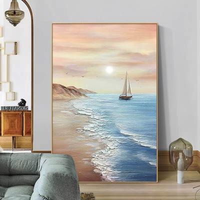 China Modern Crystal Porcelain Painting Beach Scenery for hotel decoration /living room painting/home bed room for sale