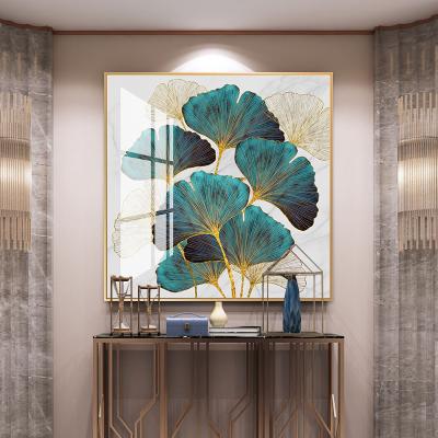 China Modern Crystal Porcelain Painting Gingko Leaf for hotel office decoration /living room painting/home bed room for sale