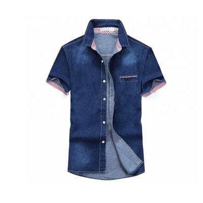 China Supply Cheap Anti Shrink Mens Fashion Breathable Short Sleeves Jeans Shirts for sale